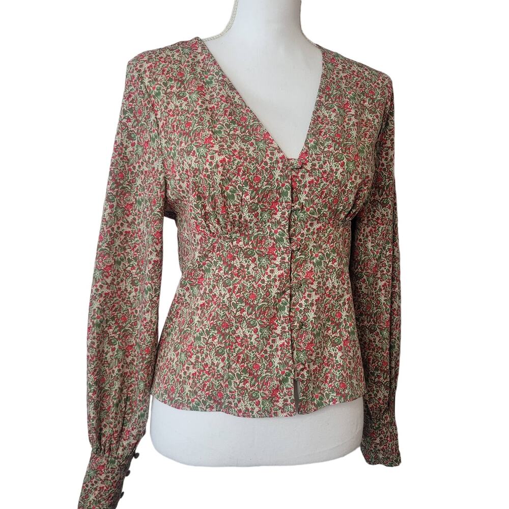 Topshop Cottagecore Floral Button Front Indie Boho Top Size 6